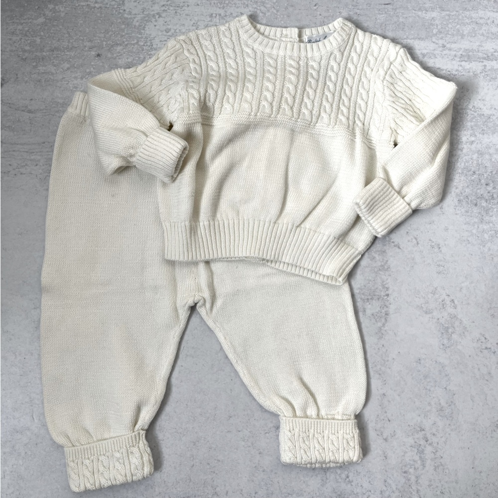 Baby Ralph Lauren Cable Knit Sweater Matching Set 9m Ivory White Neutral